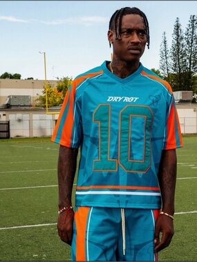 Dry Rot Miami Teal Orange Mesh Jersey Set Top Bottom NWT Limited Edition L